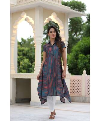 multicolor cotton printed collar kurta 1