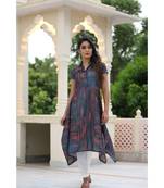 multicolor cotton printed collar kurta