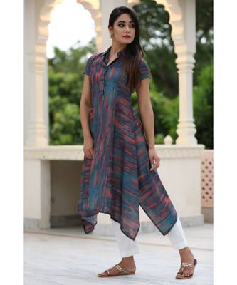 multicolor cotton printed collar kurta 2