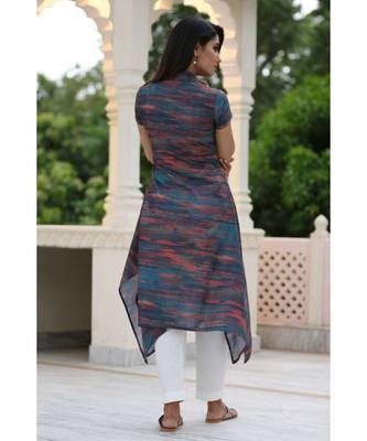 multicolor cotton printed collar kurta 3