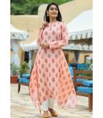 peach cotton peach A line kurta