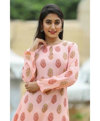 peach cotton peach A line kurta 3