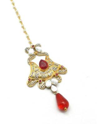 Red Gold Plated Maang Tikka 3