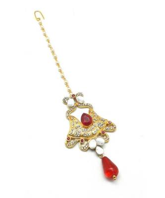 Red Gold Plated Maang Tikka 4
