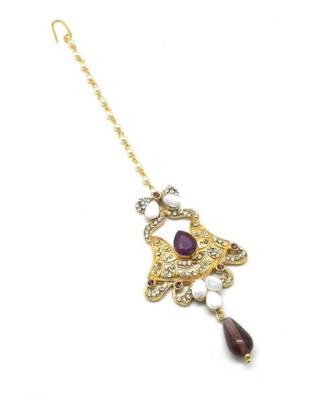 Purple Gold Plated Maang Tikka 1