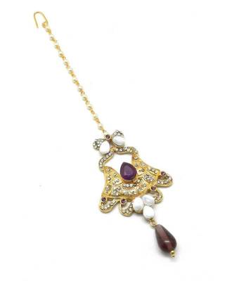 Purple Gold Plated Maang Tikka 2