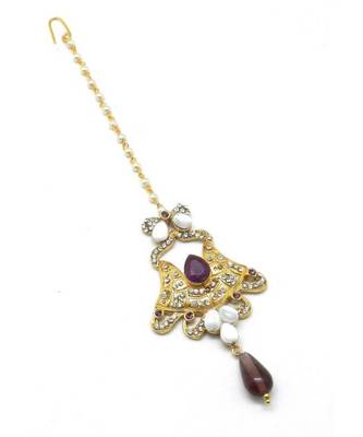 Purple Gold Plated Maang Tikka 4