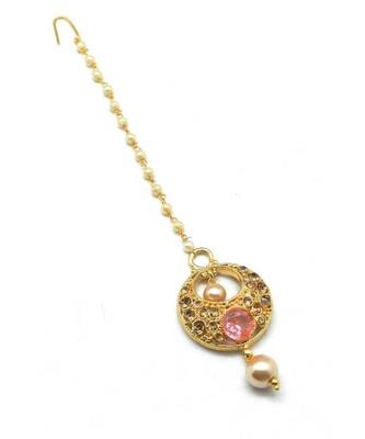 Pink Gold Plated Maang Tikka 1