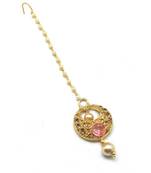 Pink Gold Plated Maang Tikka