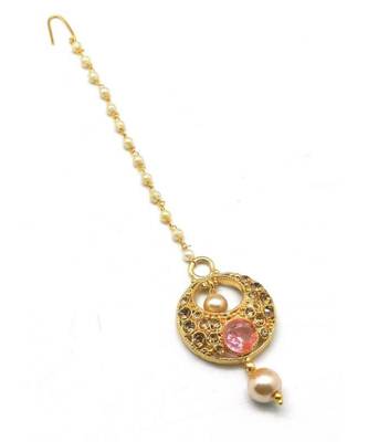 Pink Gold Plated Maang Tikka 2