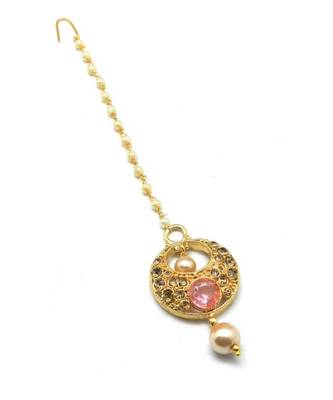 Pink Gold Plated Maang Tikka 3