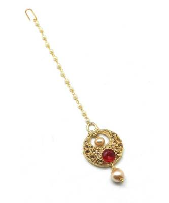 Red Gold Plated Maang Tikka 1
