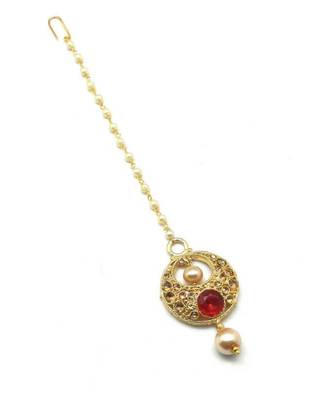 Red Gold Plated Maang Tikka 3