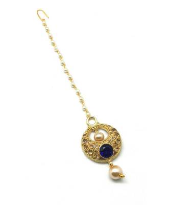 Blue Gold Plated Maang Tikka 1