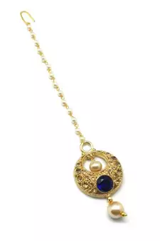 Blue Gold Plated Maang Tikka