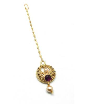 Purple Gold Plated Maang Tikka 1