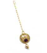 Purple Gold Plated Maang Tikka