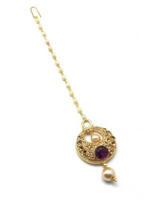 Purple Gold Plated Maang Tikka 2