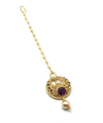 Purple Gold Plated Maang Tikka 3