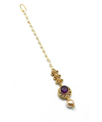 Purple Gold Plated Maang Tikka 1