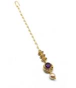 Purple Gold Plated Maang Tikka