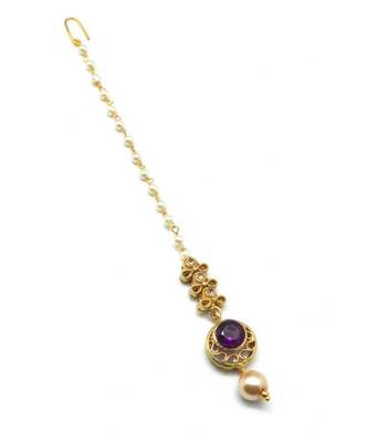 Purple Gold Plated Maang Tikka 3