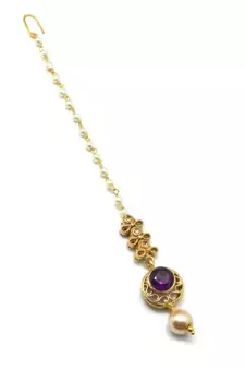 Purple Gold Plated Maang Tikka