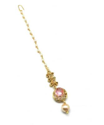 Pink Gold Plated Maang Tikka 1