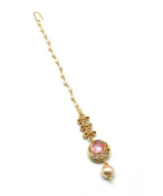 Pink Gold Plated Maang Tikka 2