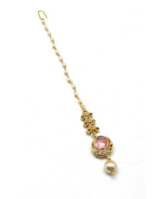 Pink Gold Plated Maang Tikka 3