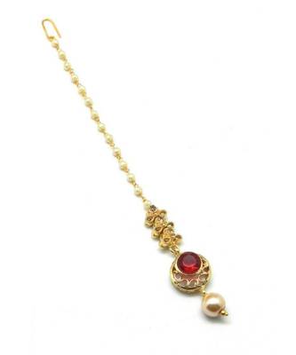 Red Gold Plated Maang Tikka 1