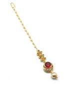 Red Gold Plated Maang Tikka