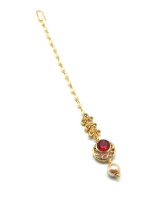 Red Gold Plated Maang Tikka 3