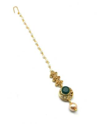 Green Gold Plated Maang Tikka 2