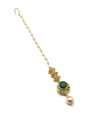 Green Gold Plated Maang Tikka 3