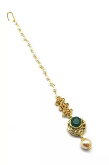Green Gold Plated Maang Tikka