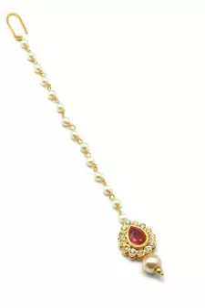 Red Gold Plated Maang Tikka