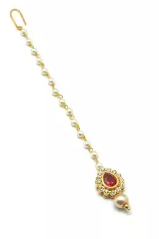 Red Gold Plated Maang Tikka