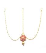Pink Gold Plated Maang Tikka