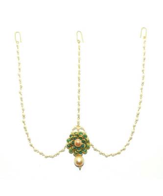 Green Gold Plated Maang Tikka 3