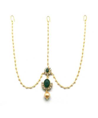 Green Gold Plated Maang Tikka 1