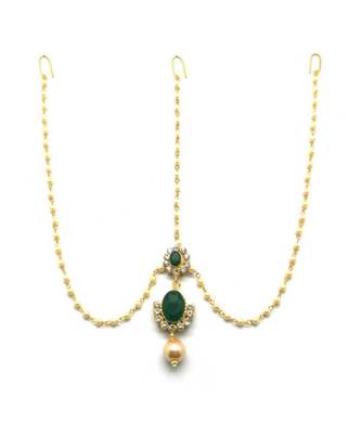 Green Gold Plated Maang Tikka 2