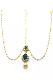 Green Gold Plated Maang Tikka