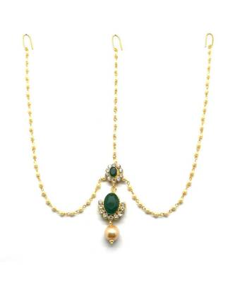 Green Gold Plated Maang Tikka 3