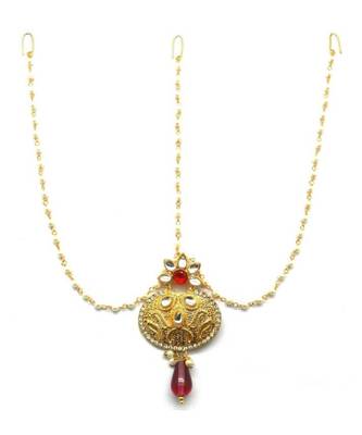 Red Gold Plated Maang Tikka 1