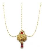 Red Gold Plated Maang Tikka