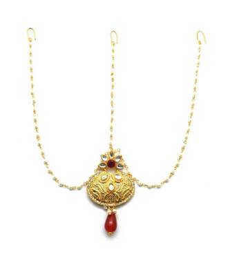 Red Gold Plated Maang Tikka 1