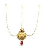 Red Gold Plated Maang Tikka