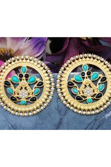Black and Blue Onyx Stud Earrings