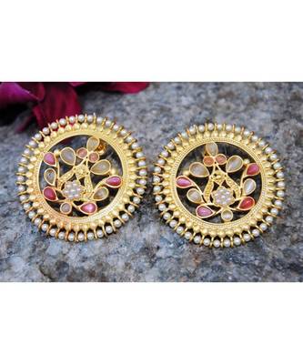 Pink and White Onyx Stud Earrings 1